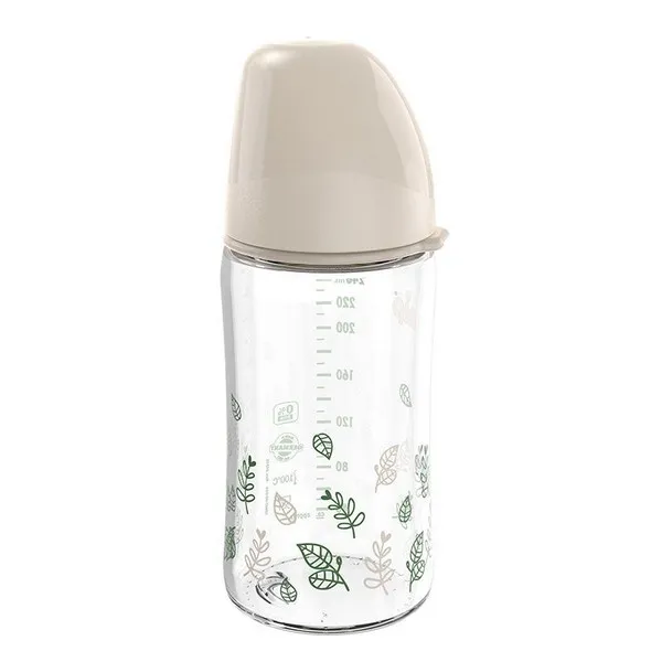 Продукт NIP Cherry Green Flow M - Бебешко шише за хранене стъклено , 240мл, 0 месеца + - 0 - BG Hlapeta