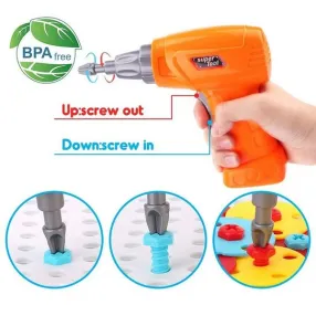 RTOYS - Детска мозайка с винтоверт, шаблони, куфарче и инструменти, 263 части