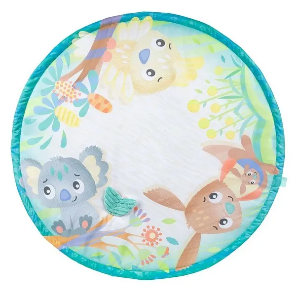 Продукт Playgro Fauna Friends - Активна гимнастика с дървена арка, с три свалящи се играчки и подплатено кръгло килимче, 0м+ - 0 - BG Hlapeta