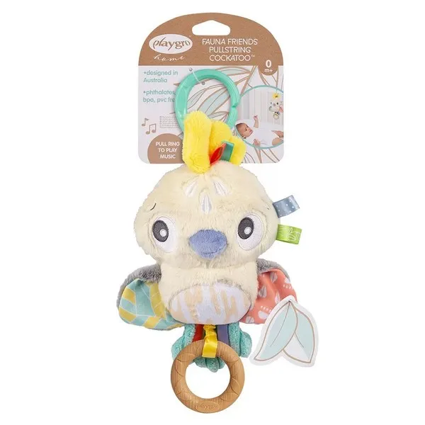 Продукт Playgro Fauna Friends Какаду - Музикална плюшена играчка, с клипс за поставяне на количка, 0м+ - 0 - BG Hlapeta