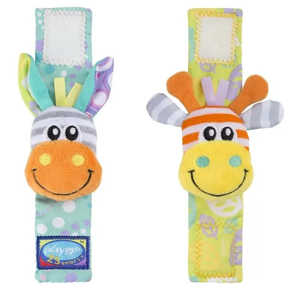 Playgro Джунгла със забавни образи на жираф и зебра - Комплект Гривни-дрънкалки и чорапки, 0м+