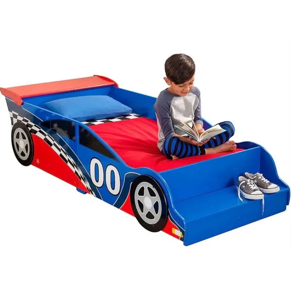 Продукт Ginger home RACE - Дървено Детско Легло Кола, Състезателна с Вградено Стъпало и Рамка за Безопасност - 0 - BG Hlapeta