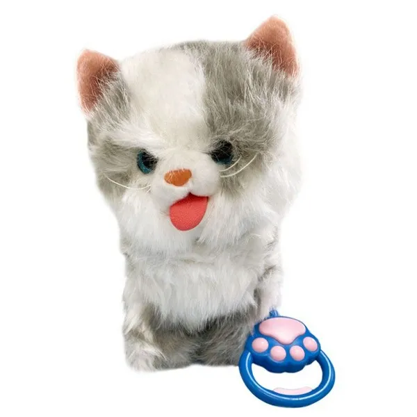 RTOYS - Интерактивна играчка музикално ходещо мяукащо коте с каишка, 31 см
