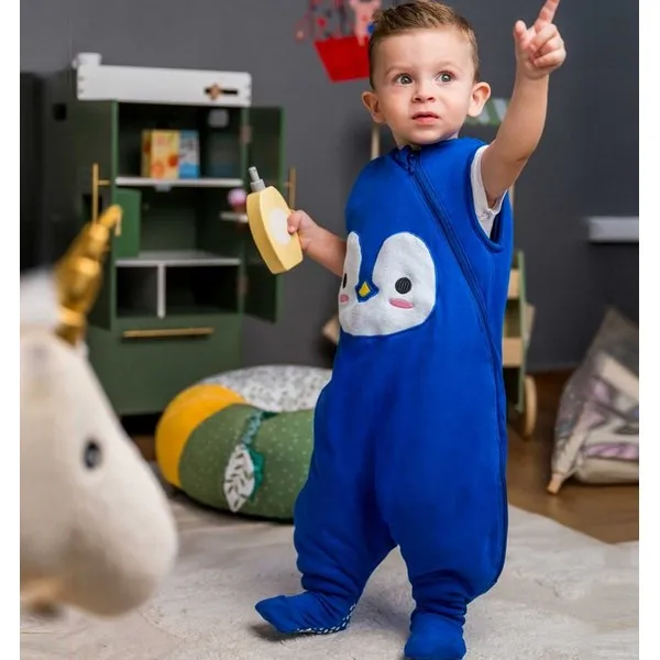 Продукт BabyBliss BlissJump Penguin - Спален чувал с крачета от органичен памук - 2.5 тог за температура 16-20 градуса - 0 - BG Hlapeta