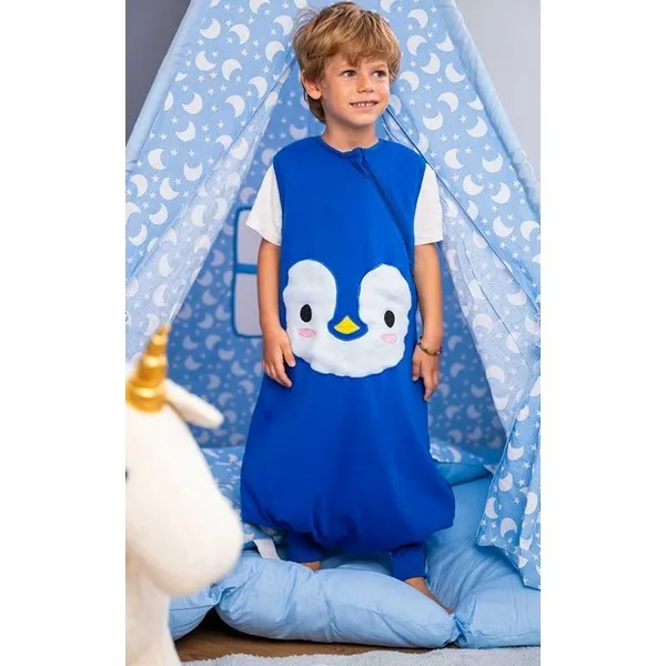 Продукт BabyBliss BlissJump Penguin - Спален чувал с крачета от органичен памук - 2.5 тог за температура 16-20 градуса - 0 - BG Hlapeta