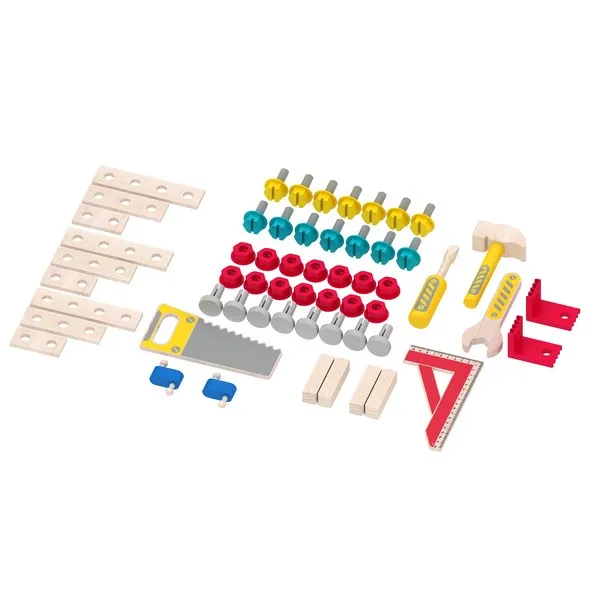 AcoolToy - Голяма детска дървена работна маса с инструменти