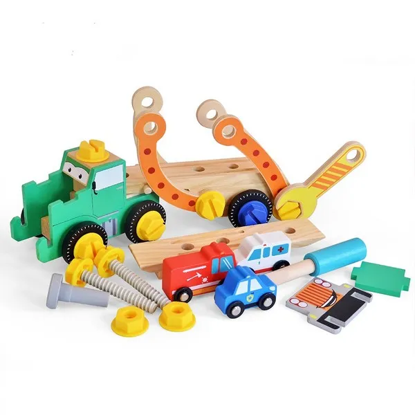 Продукт AcoolToy - Дървен камион, конструктор с пожарна, линейка и полицейска кола - 0 - BG Hlapeta
