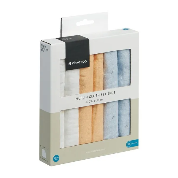 Продукт Kikkaboo - Комплект 6 бр муселинови кърпички 30х30 см - 0 - BG Hlapeta