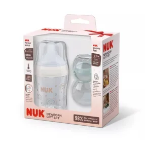 NUK Perfect Match MommyFeel Подаръчен сет - Шише 150мл., Дъга + залъгалка 0-9 мес. NUK Perfect Match MommyFeel Подаръчен сет - Шише 150мл., Дъга + залъгалка 0-9 мес.
