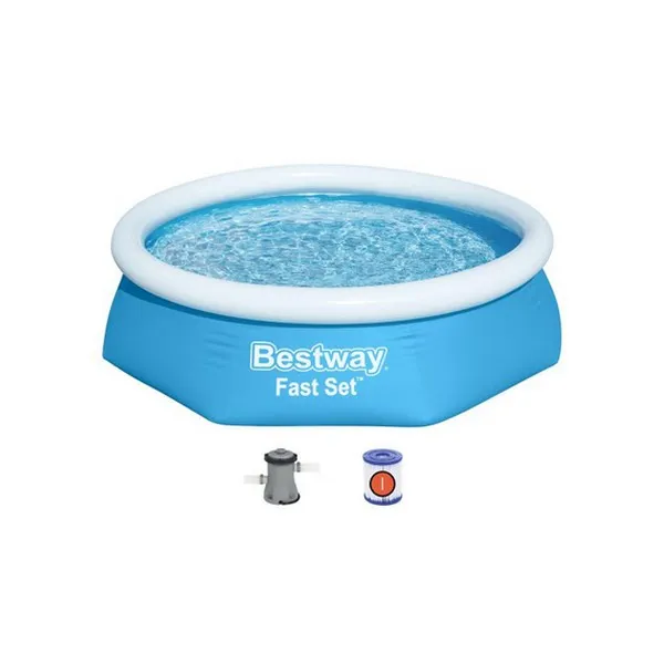 BESTWAY - НАДУВАЕМ БАСЕЙН 57450 С РИНГ И ФИЛТЪРНА ПОМПА 244х61см