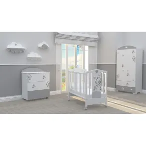 Bambino casa Fiori grigio - Kомплект 3ч. креватче + скрин + гардероб