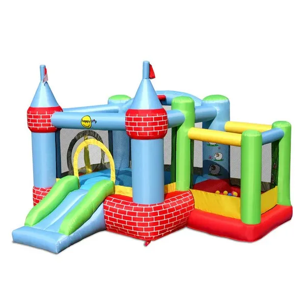 HAPPY HOP - Батут замък с пързалка, топки и помпа 325x300x220