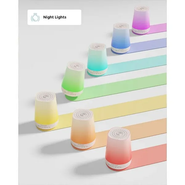 Продукт Momcozy - Детска нощна лампа с музикална кутия 7 цвята, 34 мелодии, Бял шум, с мобилно приложение - 0 - BG Hlapeta