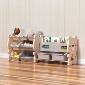 Feelkids Мече - Комбиниран пластмасов скрин за съхранение на играчки и книги