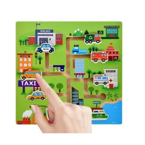 Детски дървен лабиринт с превозни средства