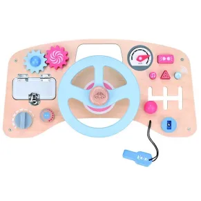 Lelin Toys - Детски дървен волан, с различни активности