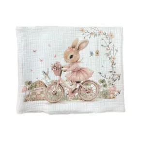Bambino Casa Rose Rabbit Bicycle - Муселиново одеало 120 х 120 см