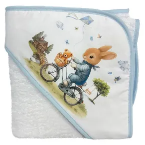 Bambino Casa Bianco-Blu Rabbit Bicycle - Хавлия с качулка 100 х 100 см