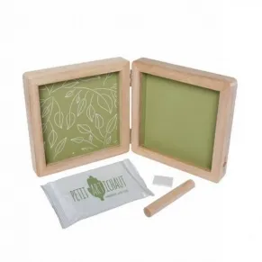 Petit ARTichaut - Двойна дървена рамка за бебешки отпечатък и снимка
