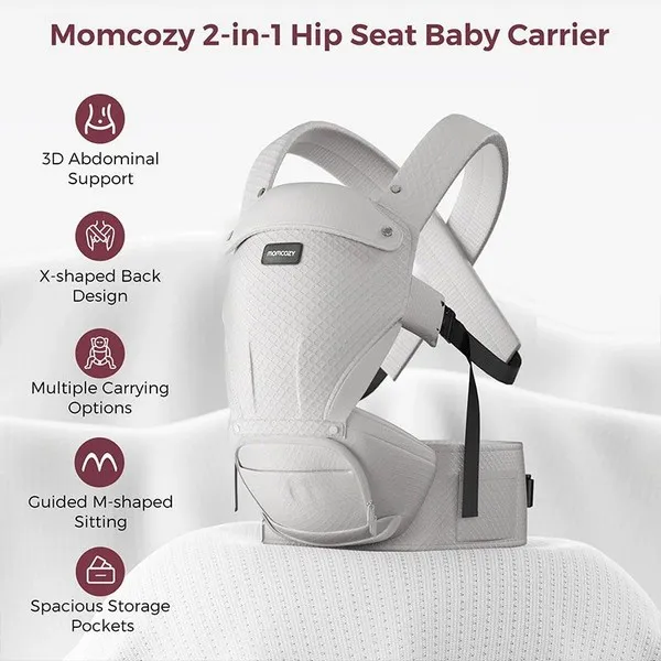 Momcozy Move2Fit - Ергономична раница 2 в 1, 0-36 месеца