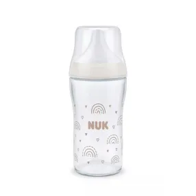 NUK Perfect Match - Стъклено шише 230мл. със силиконов биберон за хранене M, 3+мес. NUK Perfect Match - Стъклено шише 230мл. със силиконов биберон за хранене M, 3+мес.