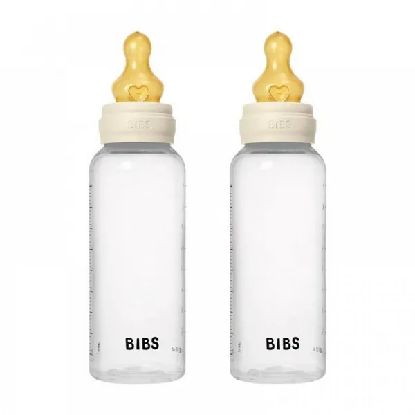 BIBS Ivory - Комплект с 2 бр. Бебешки Бутилки 270мл Среден Поток Каучук