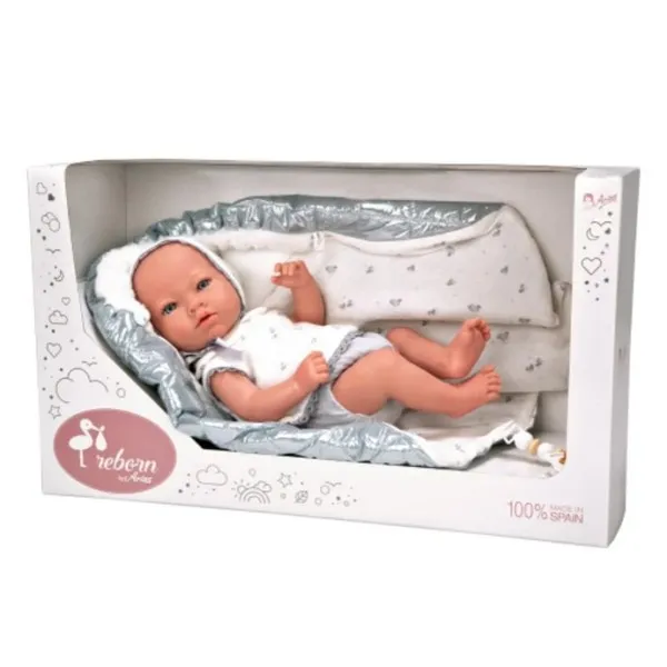 Продукт Arias Бория - Кукла-бебе с блестящо сиво одеялце и биберон, 38 см. - 0 - BG Hlapeta