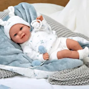 Arias - Кукла-бебе със синьо одеялце, реално тегло, 35 см