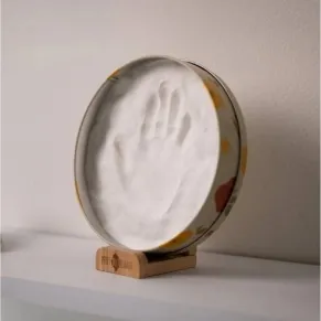 Petit ARTichaut - Кръгла метална кутия за бебешки отпечатък със стойка